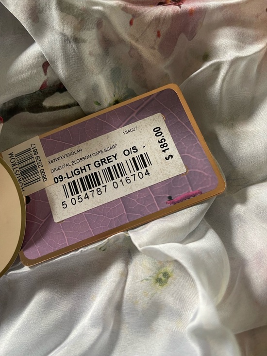 Ted Baker White and Pink Floral Lightweight Scarf - Picture 3 of 4